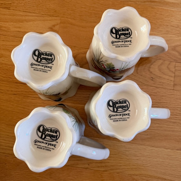 Cracker Barrel Season of Peace Let Heaven and Nature Sing Set of 4 Mugs Bird - Picture 10 of 12